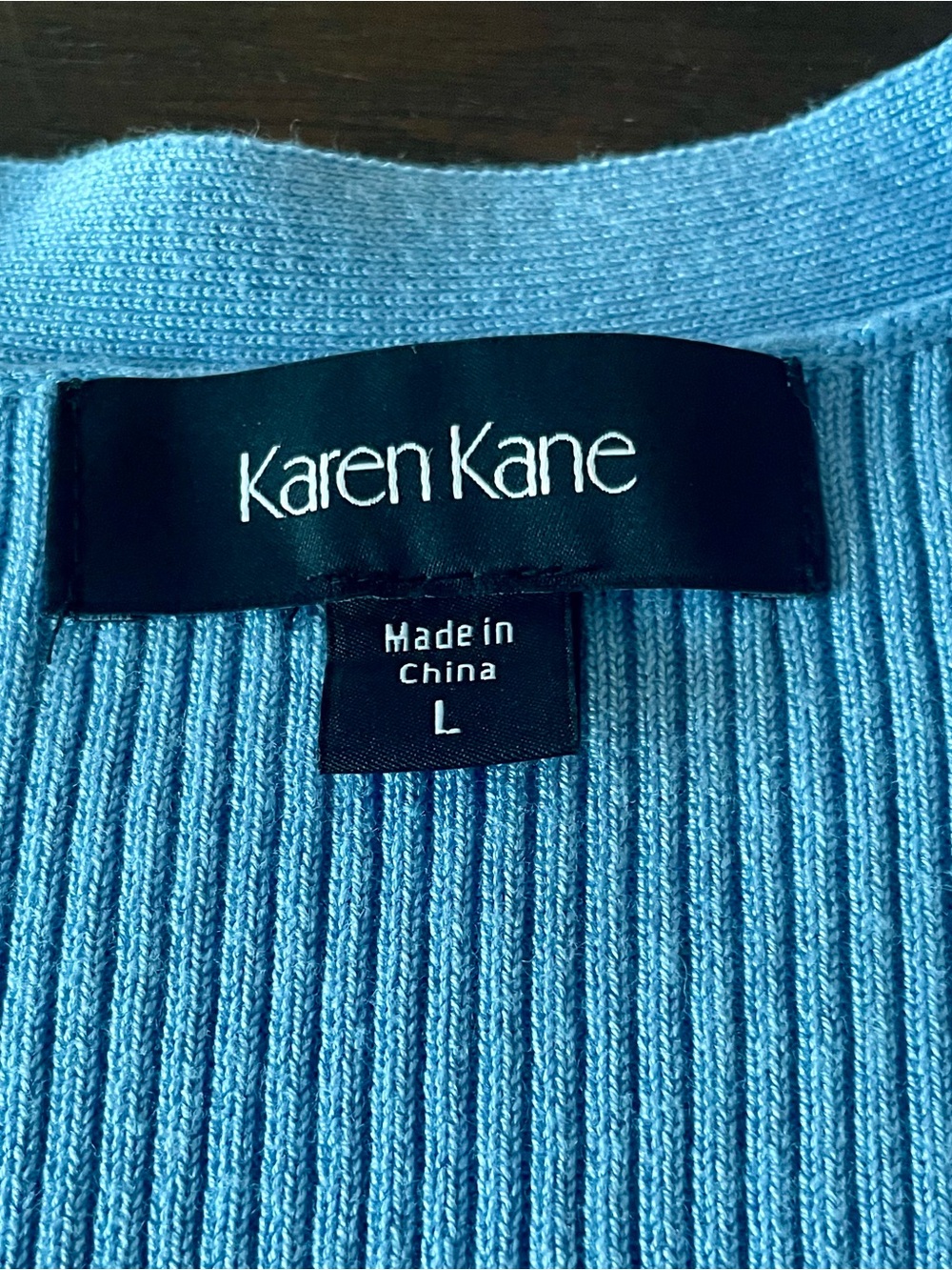 Karen Kane Blue Ribbed Button-Front Cardigan - Picture 2 of 4